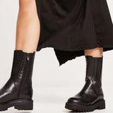 London Rebel Leather Wide Fit Chunky Chelsea Boot In Black Croc