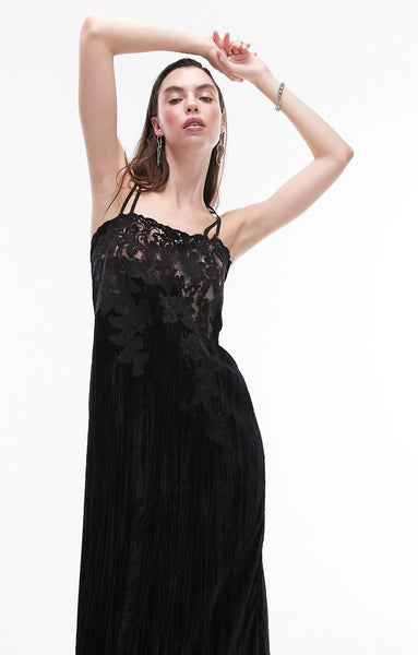 Rent Topshop Velvet And Lace Midi Slip Dress In Black