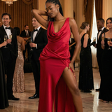 ASOS DESIGN Satin Cowl Neck Maxi Dress With Ruching Detail In Dark Red