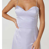 Samsara Valentina Lilac Satin Midi Dress