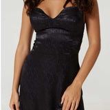 Samsara Valentina Black Satin Midi Dress