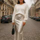 Forever New Metallic Maxi Skirt In Silver