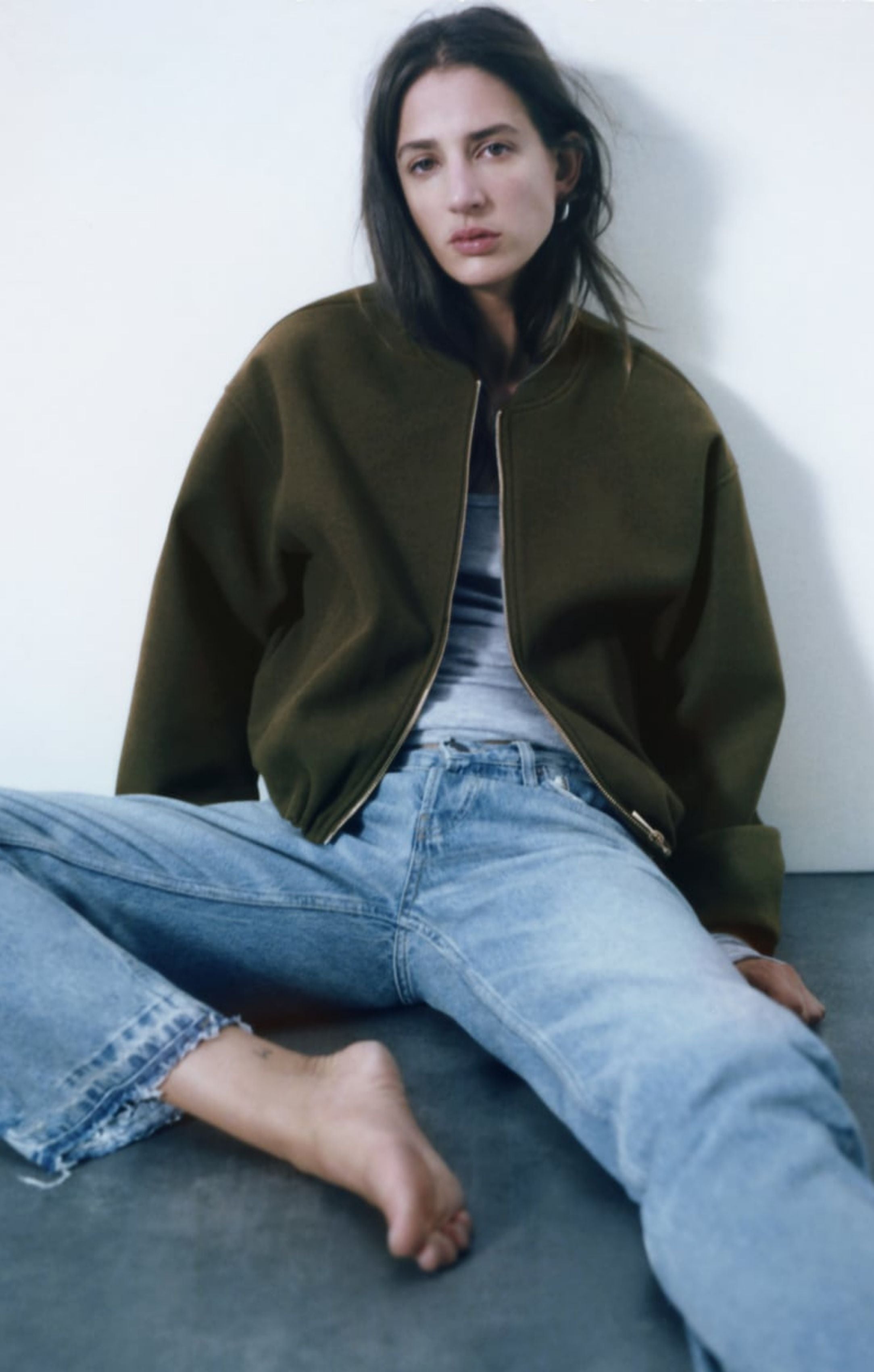 Zara Soft Bomber Jacket With Stoppers