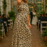 Topshop Floral Cut Out Midi Dress In Mono