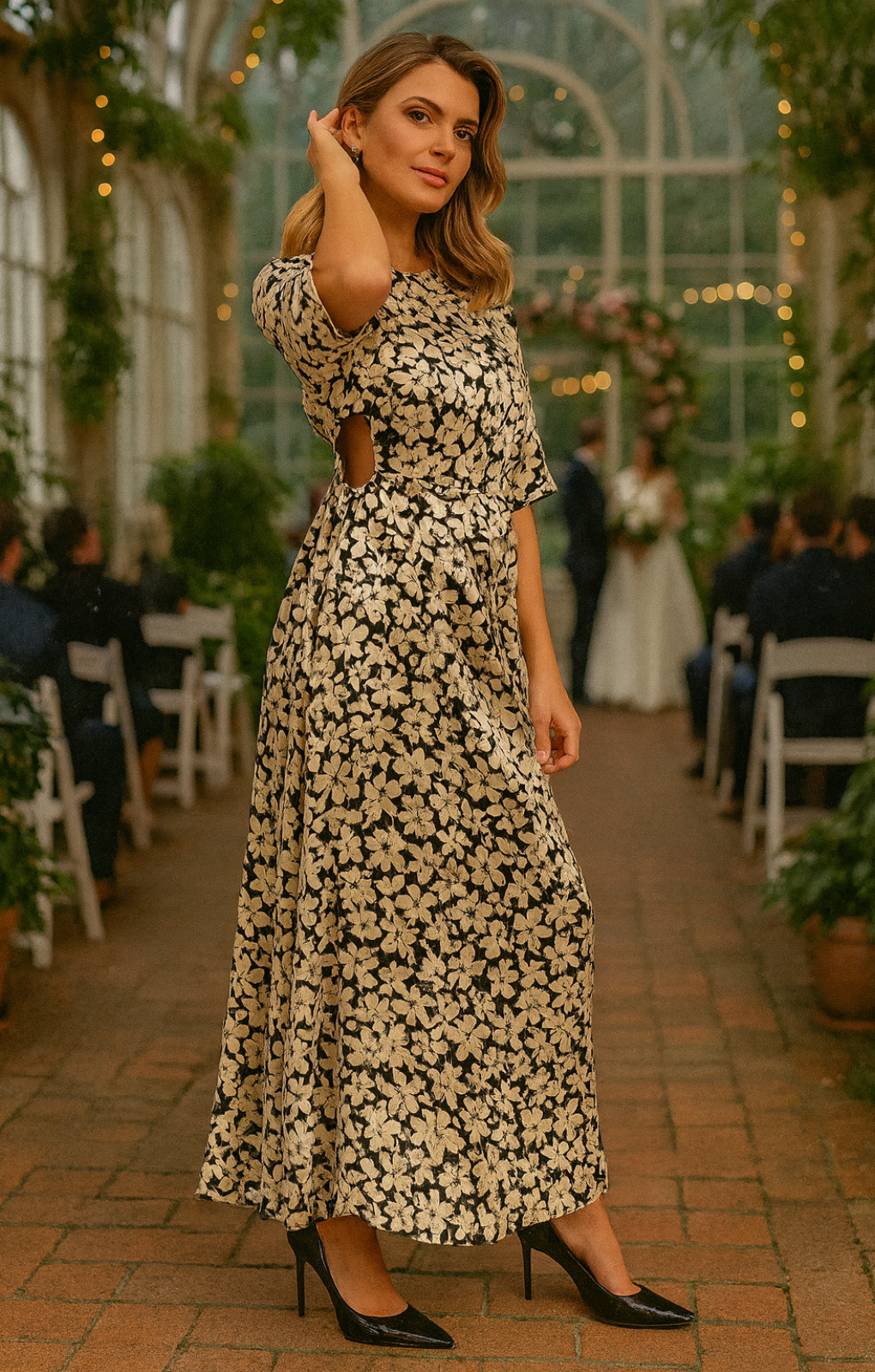 Rent Topshop Floral Cut Out Midi Dress In Mono
