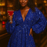 Asos Edition Embellished Gathered Waist Mini Dress In Bright Blue