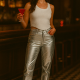 ASOS DESIGN 90S Straight Jean In Metallic Silver