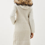Karen Millen Signature Quilt Faux Fur Hood Longline Coat product image