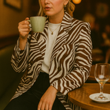 ASOS DESIGN Double Breasted Suit Blazer With Linen In Animal Print