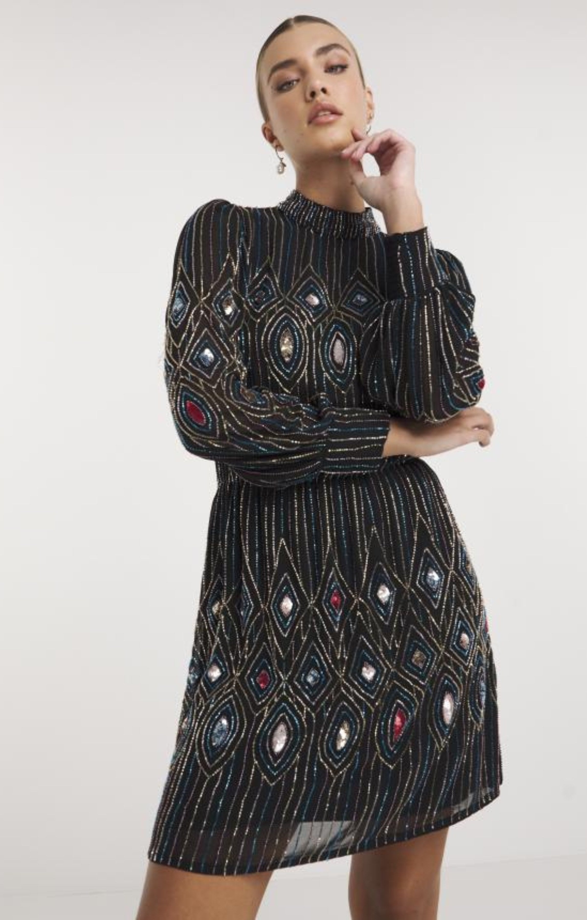 Joanna Hope Multi-coloured Geo Beaded Dress