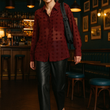 Asos Design Oversized Shirt In Dobby In Wine