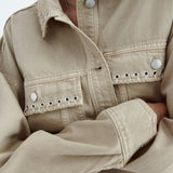 Zara Cropped Overshirt with Piercing Detail