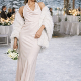 Asos Edition Satin Halter Cowl Maxi Dress In Blush In Light Pink