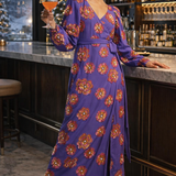 Asos Edition Sequin Wrap Midi Dress In Floral Sequin In Purple