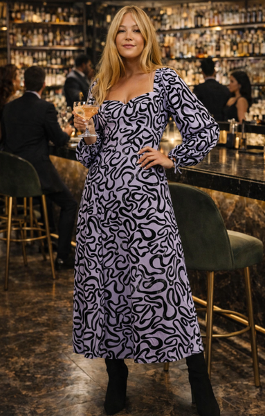 Rent Whistles Georgie Ribbon Print Maxi Dress In Purple | Hirestreet