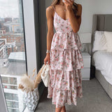 New Look Floral Tiered Dress in Pink