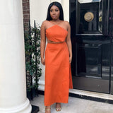 Amy Lynn Tan Orange Ava Halter Neck Dress
