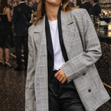 ASOS DESIGN Exaggerated Shoulder Boxy Blazer In Mono Check