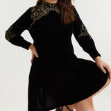 Simply Be Luna Embroidered Velvet Dress