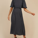 Little Mistress Black Dart Print Puff Sleeve Midaxi Dress