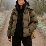 The Couture Club Essentials Puffer Jacket In Matte Brown