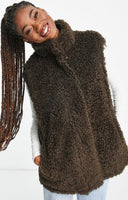 ASOS DESIGN Borg Gilet In Brown
