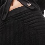 Topshop Knitted Premium Rib Skirt In Black