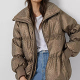 French Connection Eona Leopard Recycled Vegan Leather Puffer