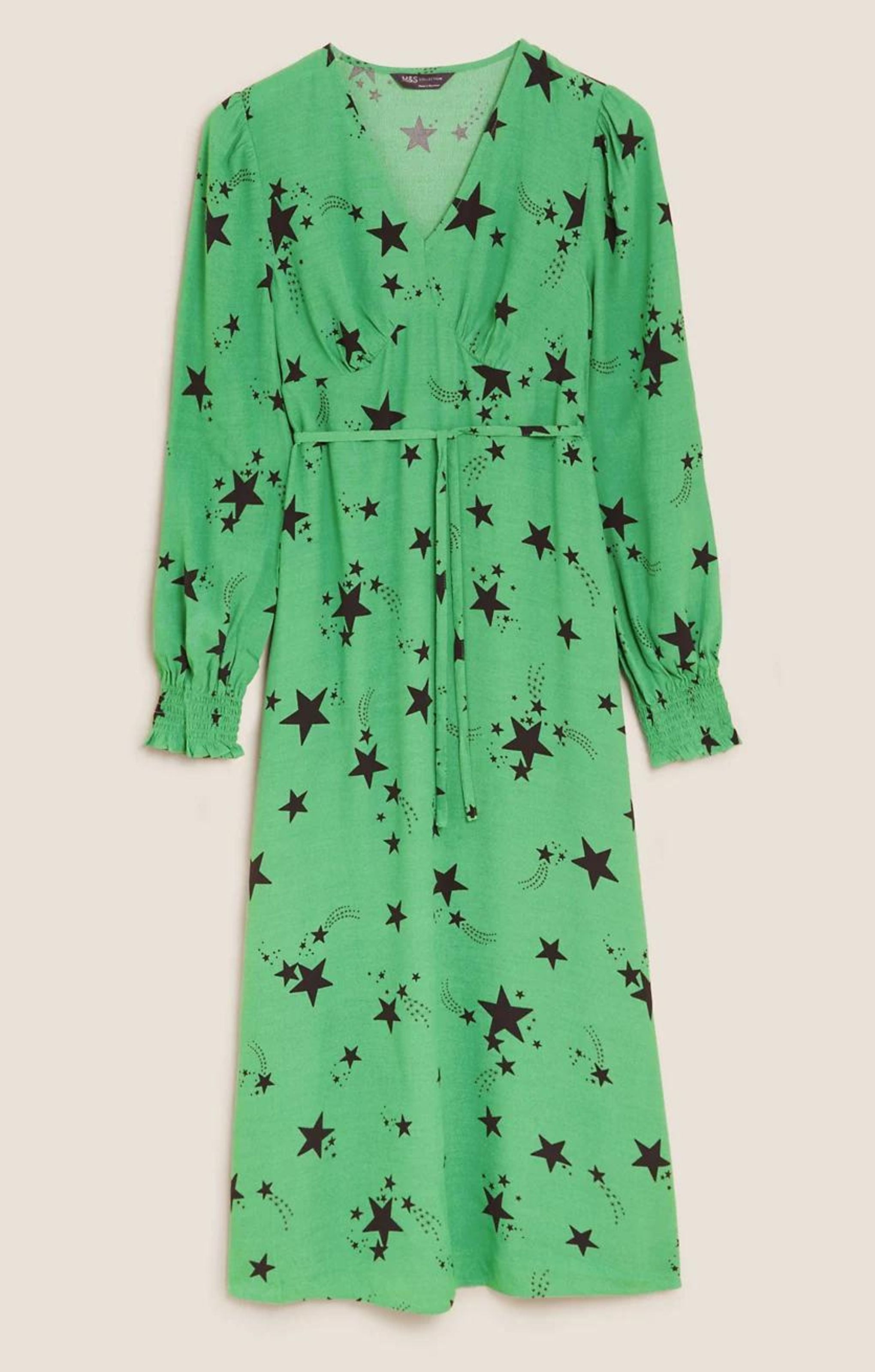 M&S Star Print V-Neck Midi Tea Dress