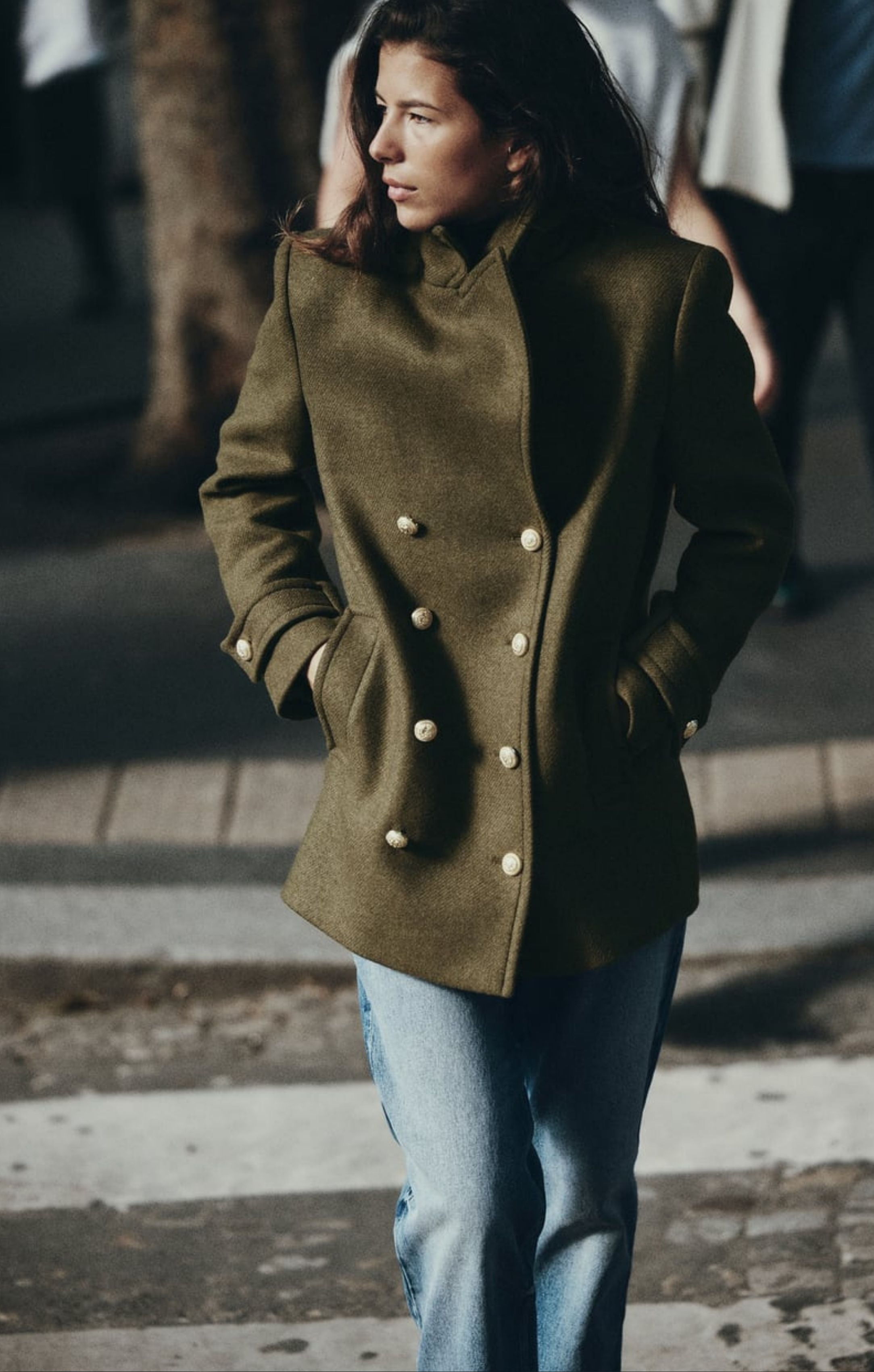Zara Wool Blend Double-Breasted Coat