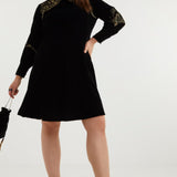 Simply Be Luna Embroidered Velvet Dress