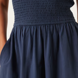Nobody's Child Petite One Shoulder Navy Shirred Dress Plain