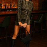 Daisy Street Long Sleeve Dress In Check Plisse Velvet