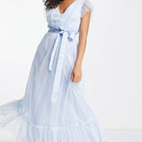 Anaya Bridesmaid Flutter Sleeve Midaxi Dress In Ballard Blue