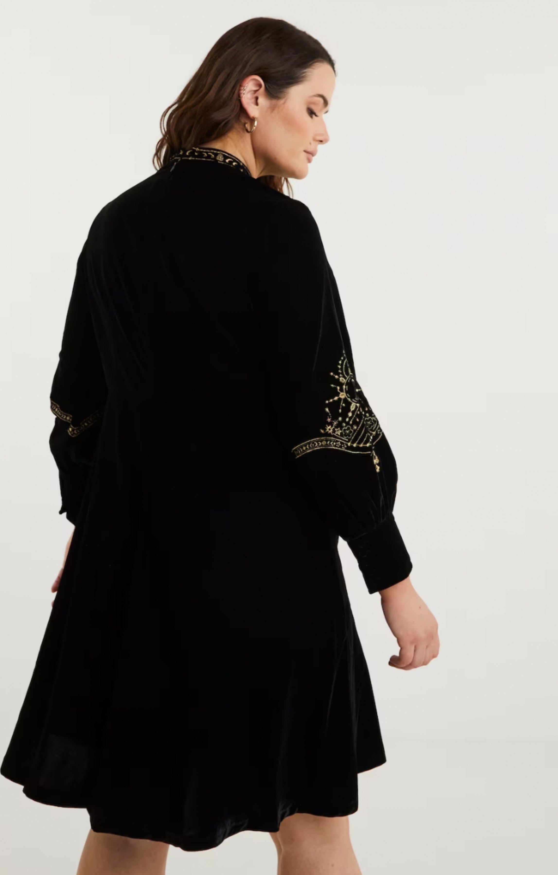 Simply Be Luna Embroidered Velvet Dress