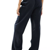 Pieces Tall Wide Leg Tailored Trousers In Charcoal Pinstripe