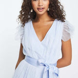 Anaya Bridesmaid Flutter Sleeve Midaxi Dress In Ballard Blue
