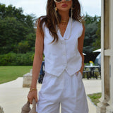 Glamorous White Loose-Fit-Waistcoat