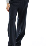 Pieces Tall Wide Leg Tailored Trousers In Charcoal Pinstripe