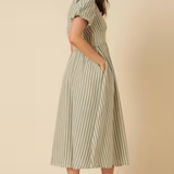 Nobody's Child Petite Starlight Midi Dress Seersucker Stripe