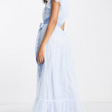 Anaya Bridesmaid Flutter Sleeve Midaxi Dress In Ballard Blue