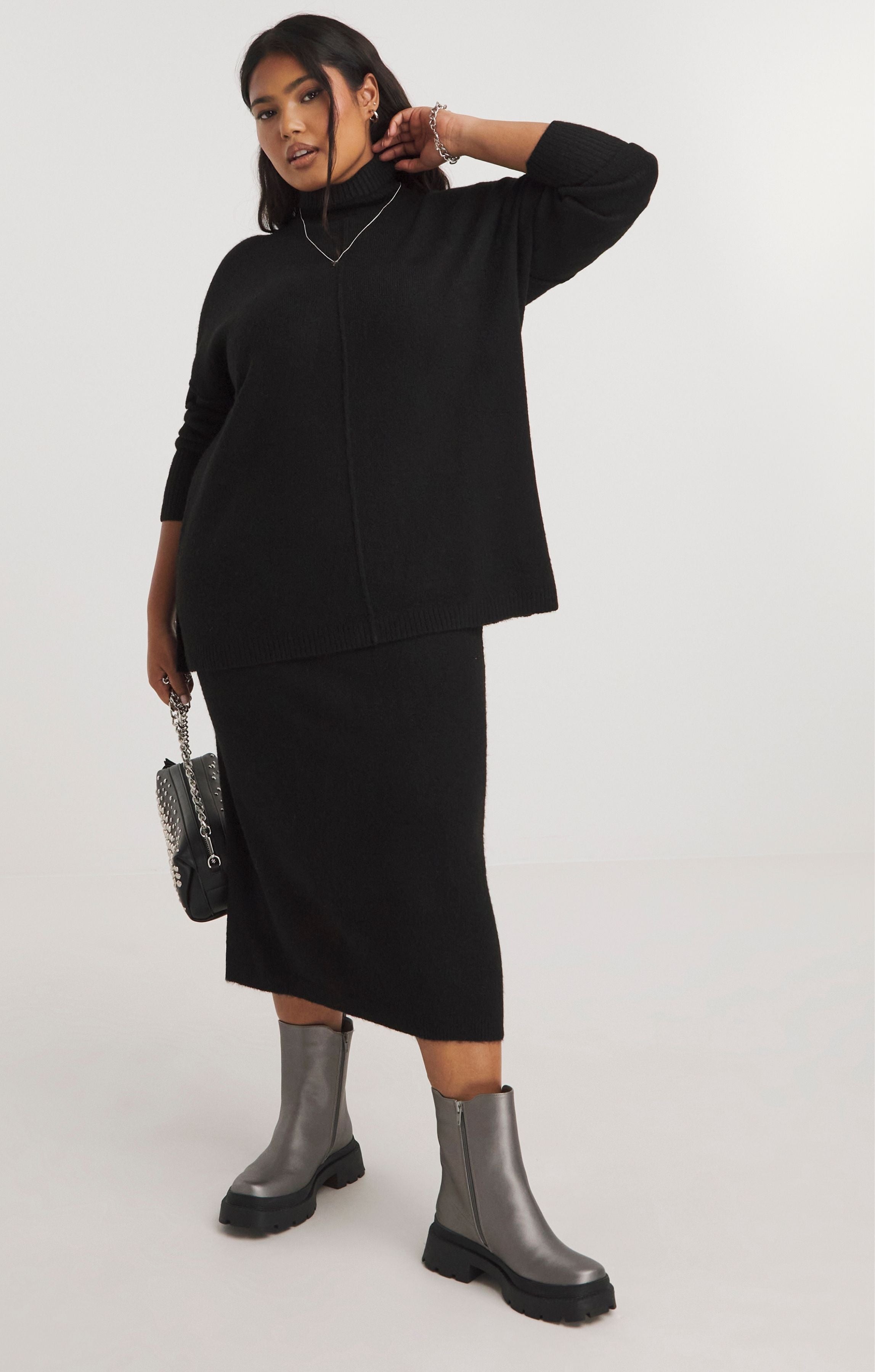 Simply Be Black Roll Neck Longline Jumper product image