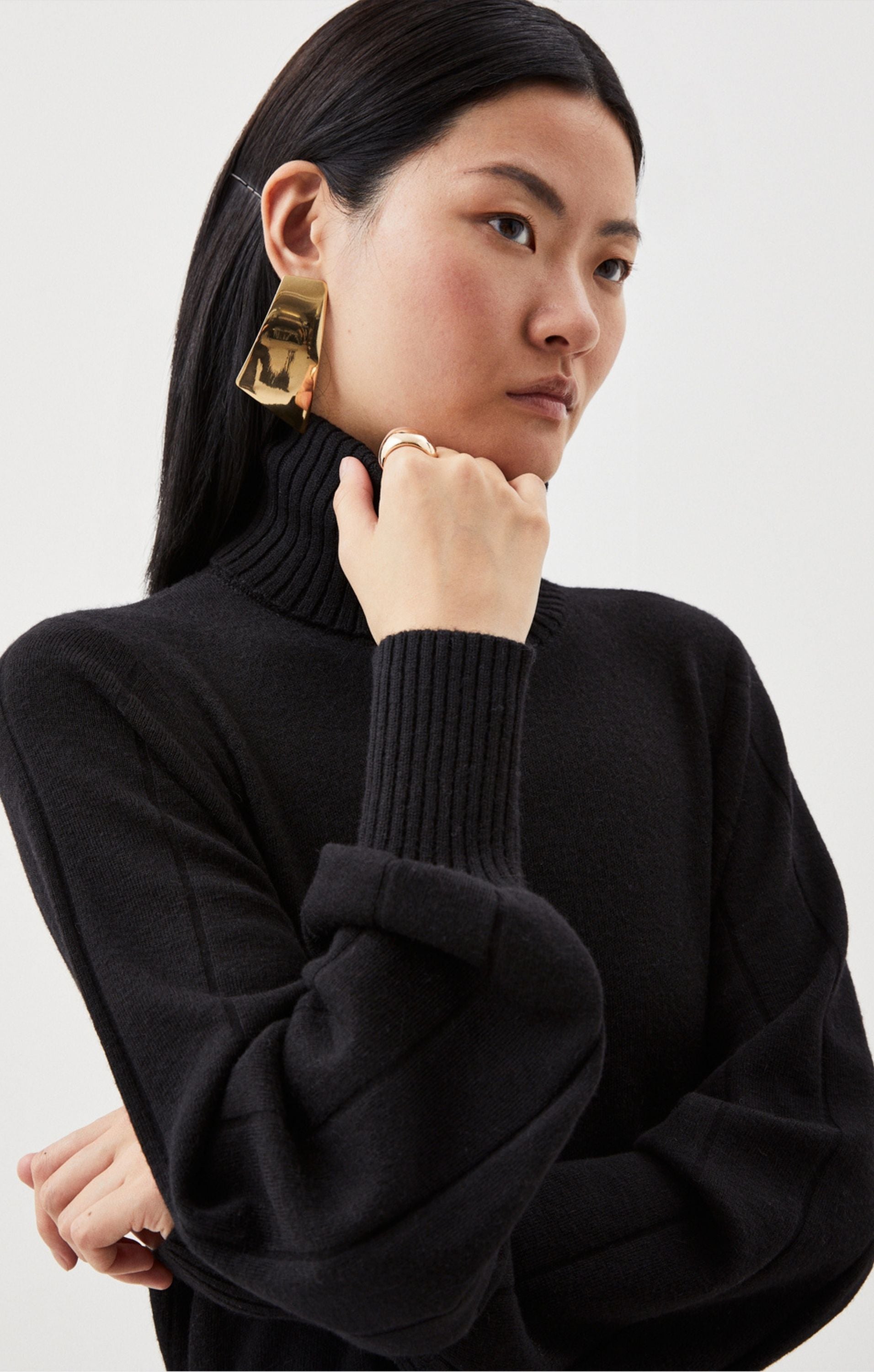 Karen Millen Wool Blend Full Sleeve Belted Funnel Knit Neck Midaxi Dress product image