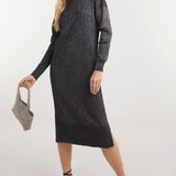 SimplyBe Silver Metallic Rib Midaxi Dress
