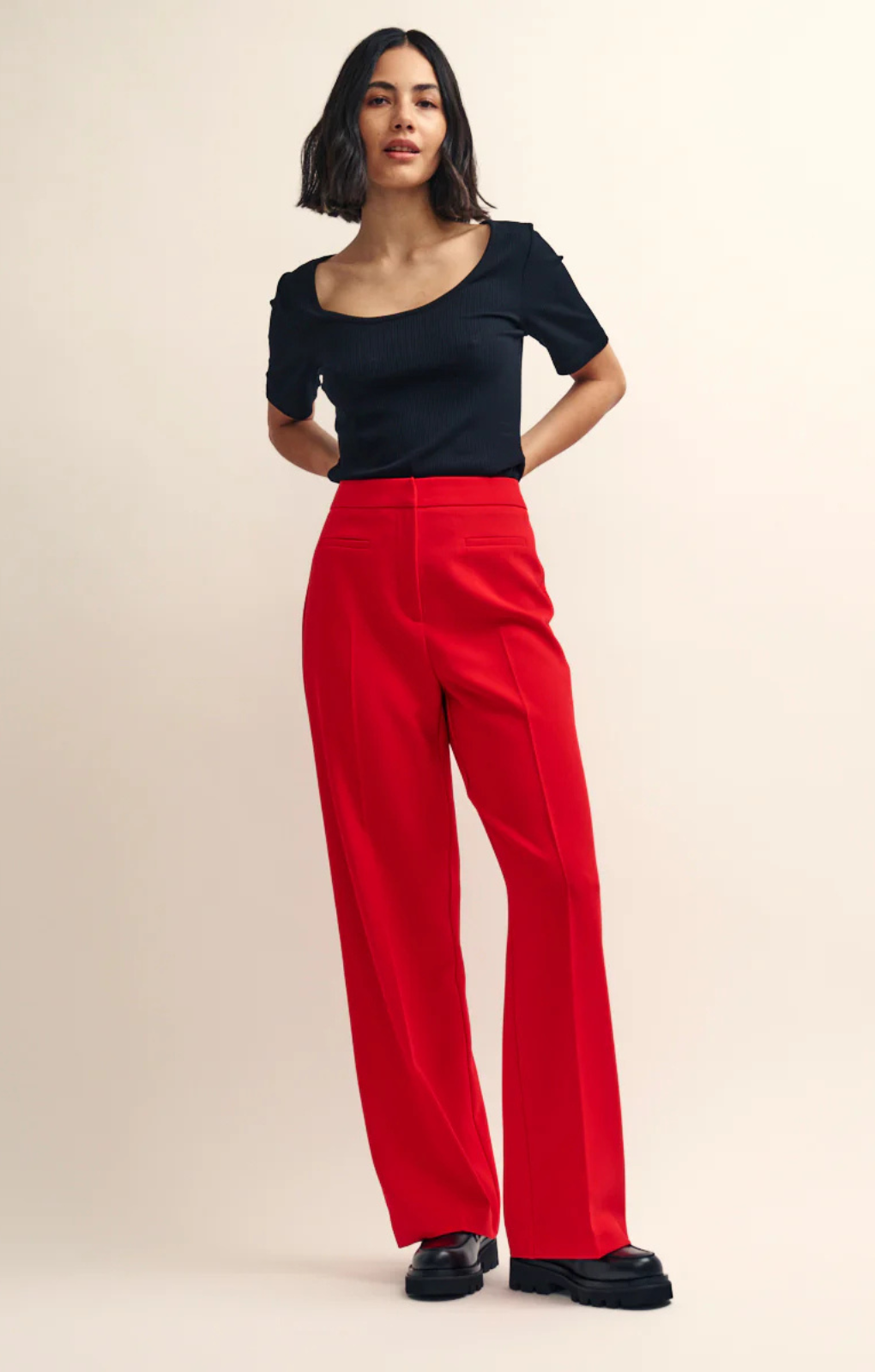 Nobody's Child Fearne Cotton Red Tailored Straight Leg Trousers