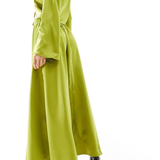 Vero Moda Satin Maxi Skirt In Olive