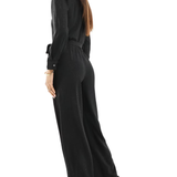Only Tall V Neck Belted Jumpsuit In Black Glitter