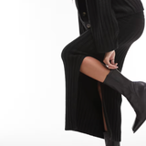 Topshop Knitted Premium Rib Skirt In Black