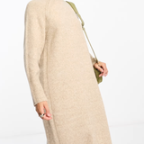 ASOS DESIGN Tall Knitted Oversized Midi Dress With High Neck In Stone