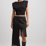 NA-KD x Josefine Hj Fringe Mini Skirt In Black